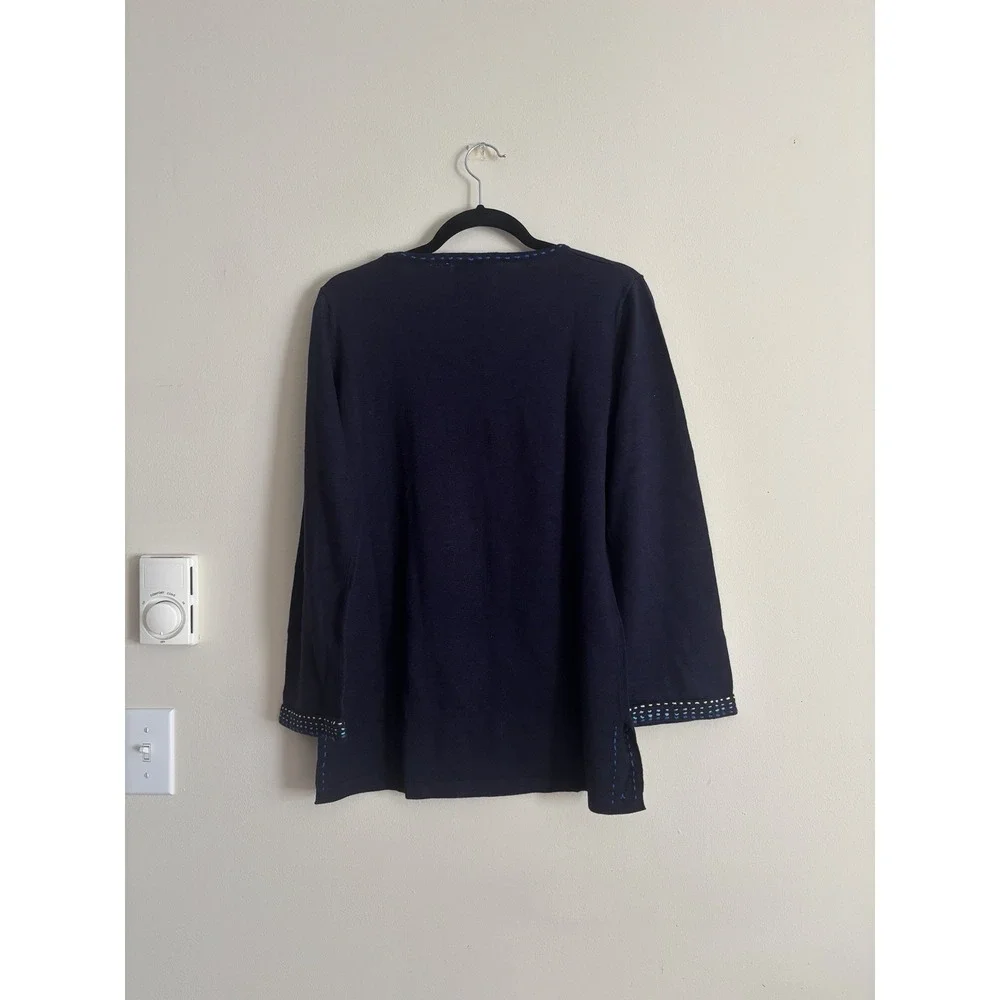 Storybook Knits‎ Small Sweater Tunic Sweater Dragonfly Embroidered Blue Y2K